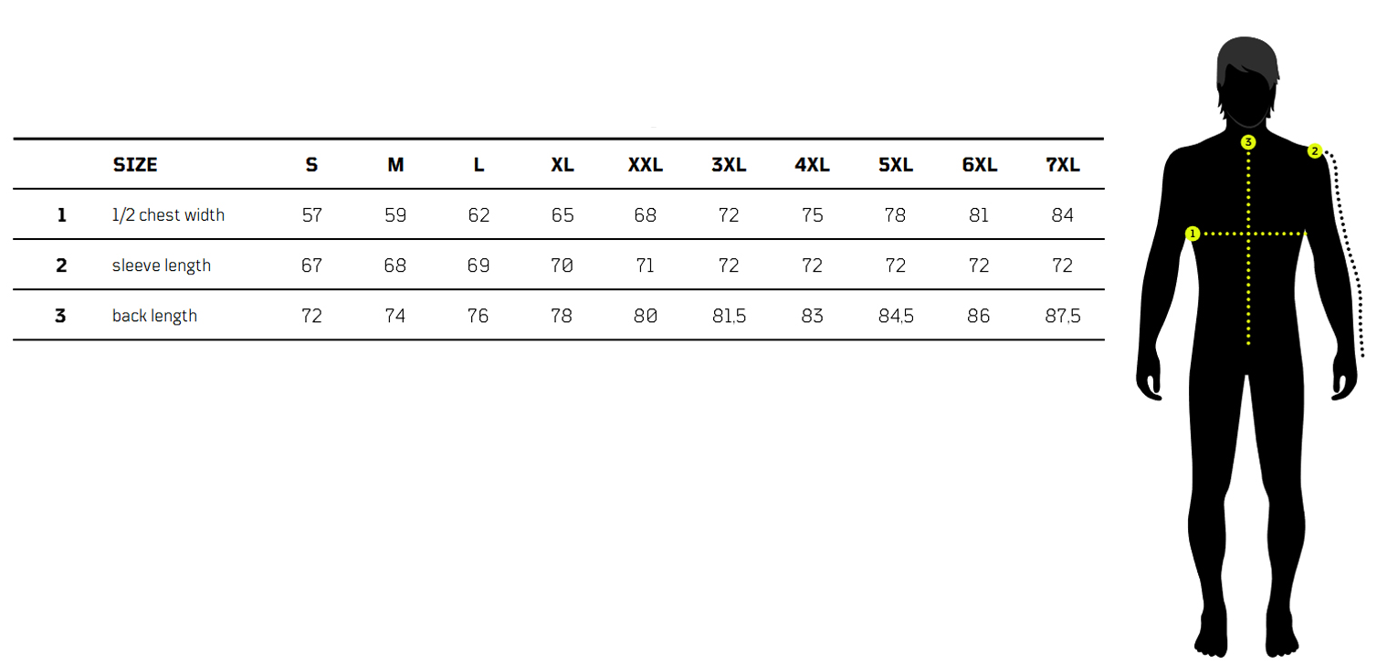 Size chart - Hurricane Jacket