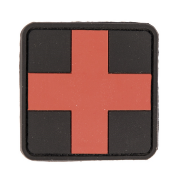 PVC applique - medical cross, red-black, 5x5 cm, Mil-Tec