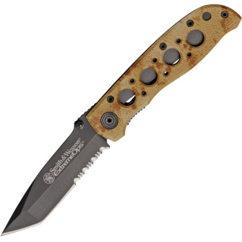 Folding knife Extreme Ops, S&W, Tan, Partially serrated blade