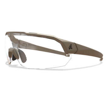 Arc Light Ballistic Shooting Glasses, Edge Tactical, clear lenses, sand frame, VaporShield