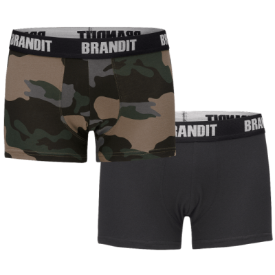 Pánské boxerky Brandit s logem, darkcamo-černé, 2 kusy, L