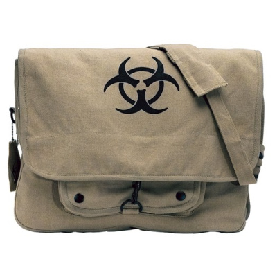 Vintage Canvas Paratrooper Bag w/ Bio-Hazard Symbole, Khaki, Rothco