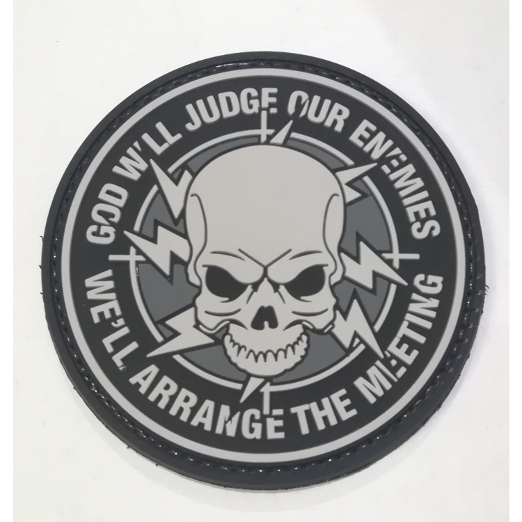 PVC patch &quot;God will judge our enemies&quot;