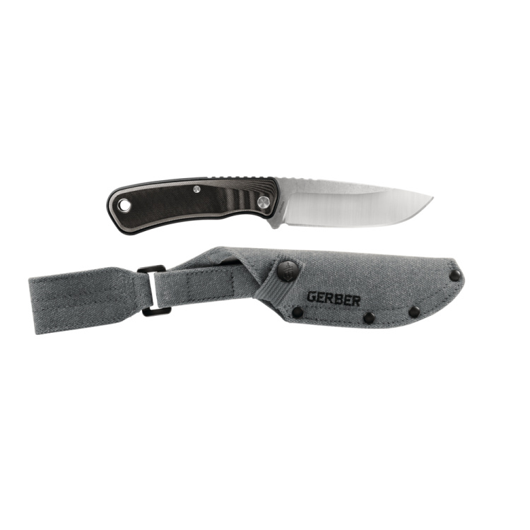 Downwind Drop Point Fixed Blade Knife, Black, Gerber