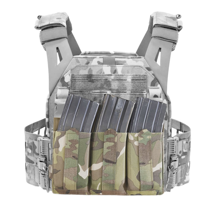 DFP Triple Bungee, Low Profile Elastic 5,56 Mag Pouch, 3 Magazines, Warrior, Multicam