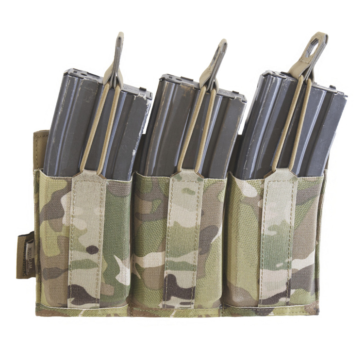 DFP Triple Bungee, Low Profile Elastic 5,56 Mag Pouch, 3 Magazines, Warrior, Multicam