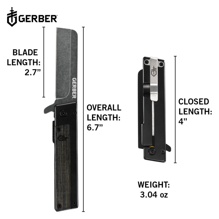 Closing knife Quadrant, Gerber, Bamboo Black