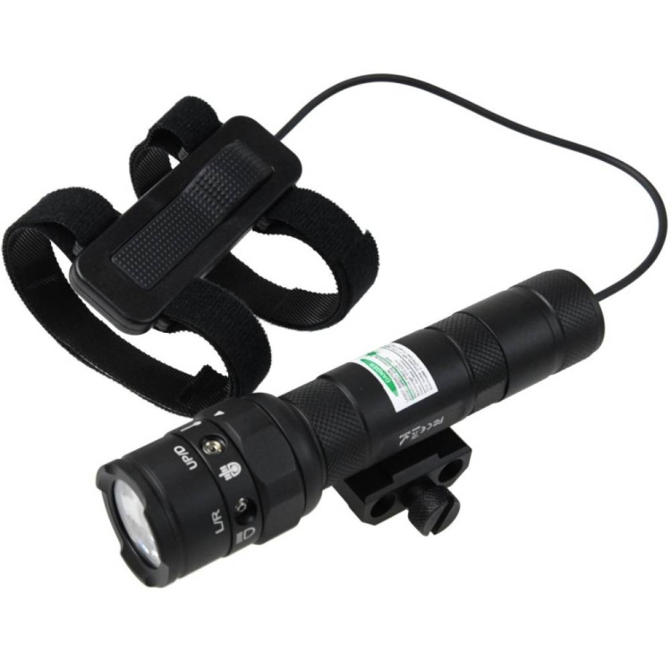 Flashlight RT01 with green laser, 650 lm, Dažbog, Black